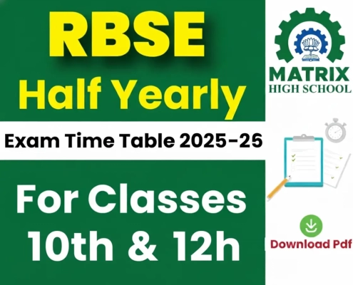 RBSE Half Yearly Exam Time Table 2025-26