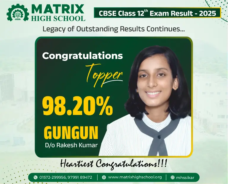Matrix High School CBSE 12th Topper Gungun