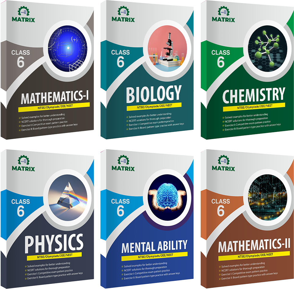 Matrix Foundation Course Class 6-Mental ability, Physics, Chemistry, Biology, Mathematics 1 & 2