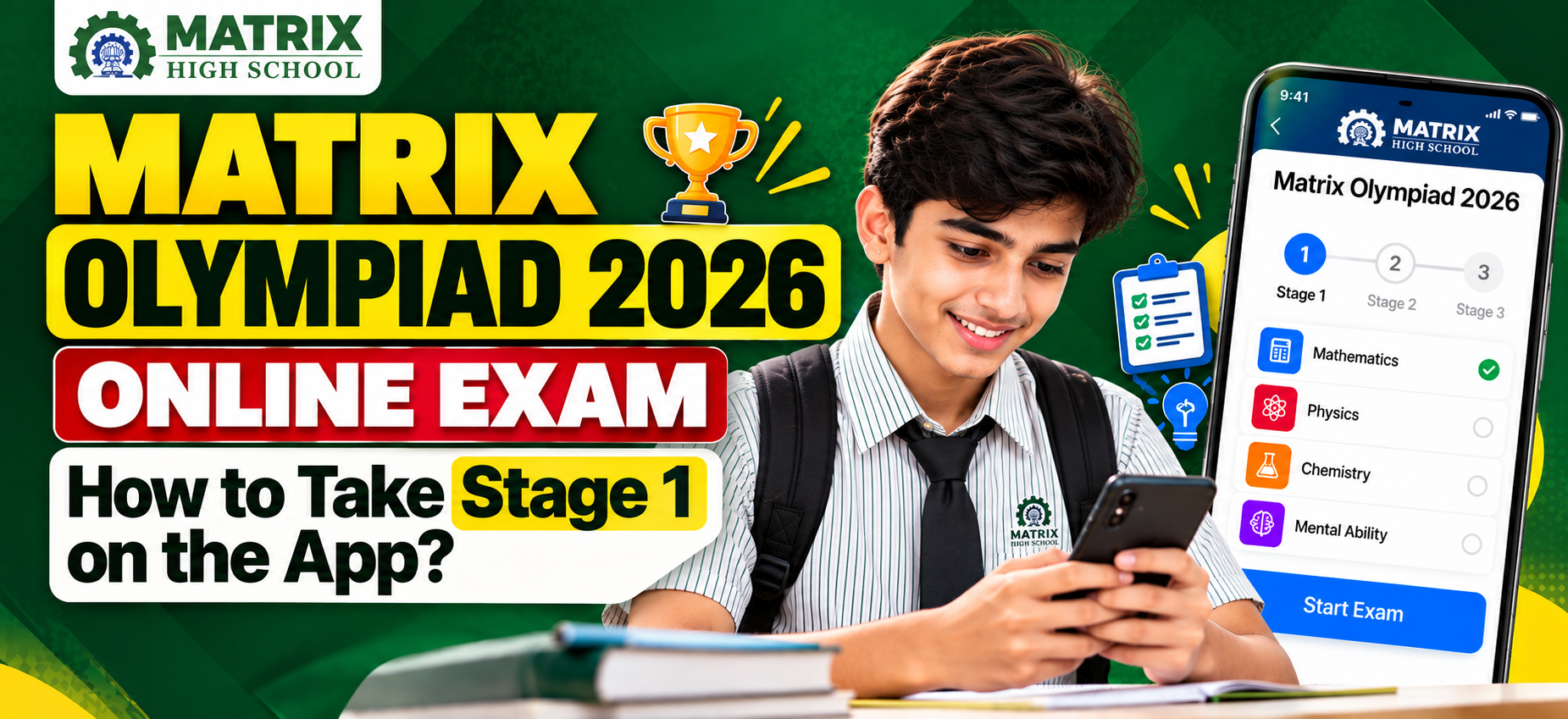 Matrix Olympiad 2026 Online Exam How to Take Stage 1 on the App